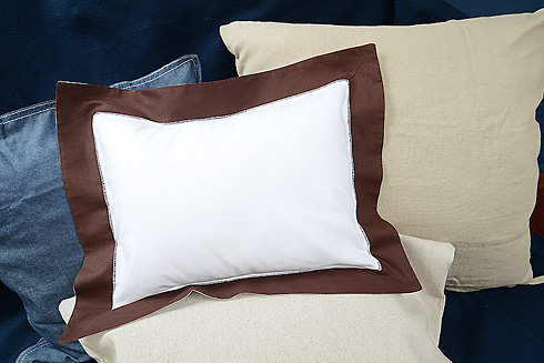 Hemstitch Baby Pillow Sham with Brown color border