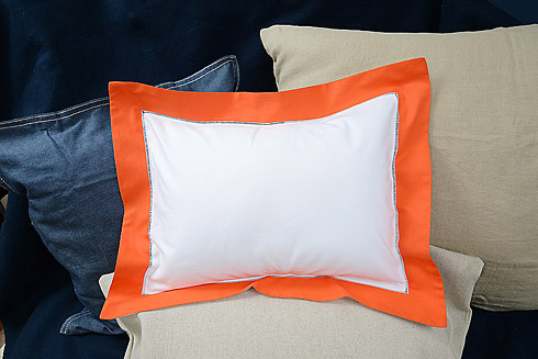 Hemstitch Baby Pillow Sham with Hot Orange color border