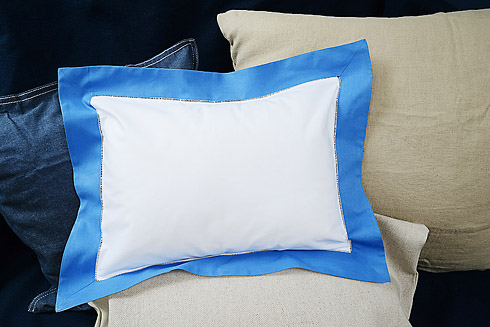 Hemstitch Baby Pillow Sham with French Blue color border