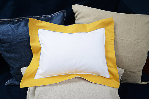 Hemstitch Baby Pillow Sham with Gold color border