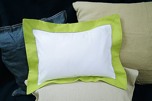 Hemstitch Baby Pillow Sham with Hot Green color border