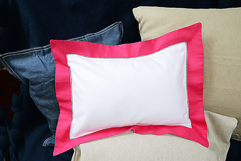 Hemstitch Baby Pillow Sham with Hot Pink color border