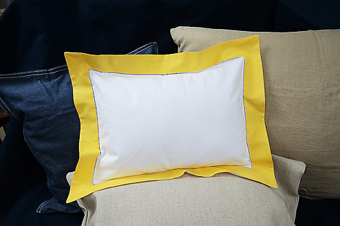 Hemstitch Baby Pillow Sham with Island Poppy Gold Color border