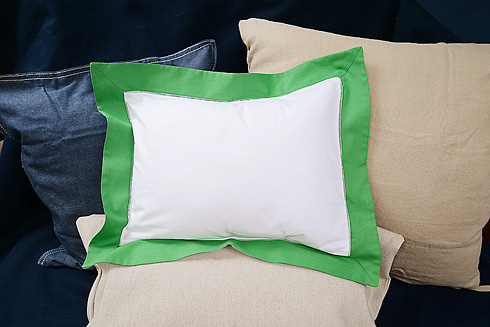 Hemstitch Baby Pillow Sham with Xmas Green Color border