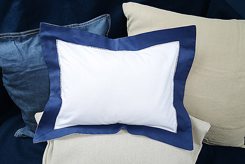 Hemstitch Baby Pillow Sham with Navy border