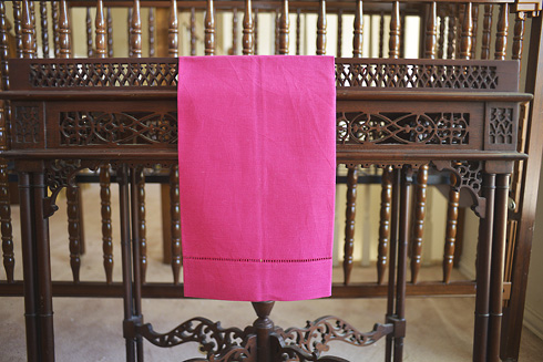 hemstitch guest towel, 14x22" Hot Pink color
