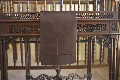 hemstitch guest towel, 14x22" Brown color