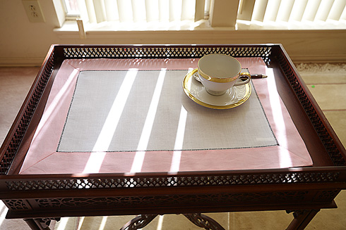 hemstitch placemat, 14x20", Cherry Pink border