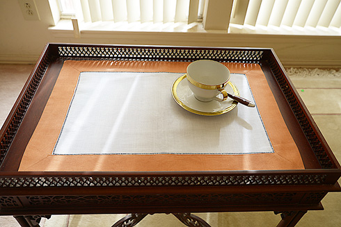 hemstitch placemat, 14x20", Burnt Orange border