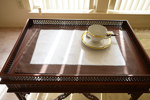 hemstitch placemat, 14x20", Brown border