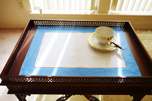 hemstitch placemat, 14x20", Royal Blue border