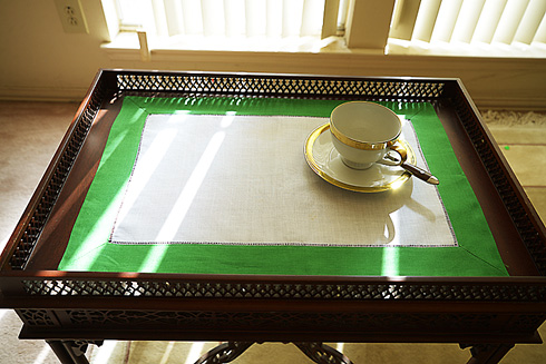 hemstitch placemat, 14x20", Xmas Green border