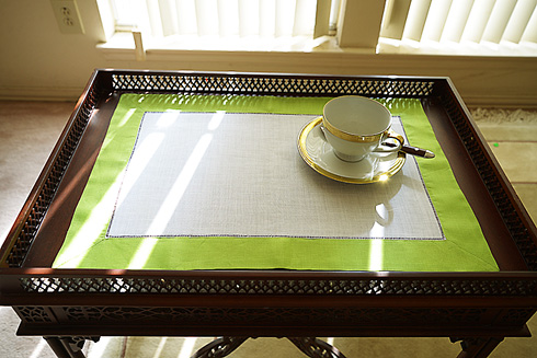 hemstitch placemat, 14x20", Hot Green border