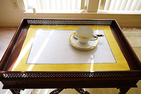hemstitch placemat, 14x20", Spicy Mustard border