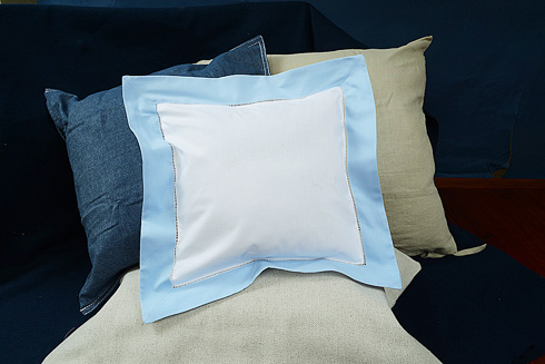 Hemstitch Square Pillow Sham 12x12" with Baby Blue color border.