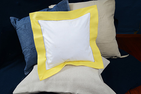 Hemstitch Square Pillow Sham 12x12" with Celadnine color border.