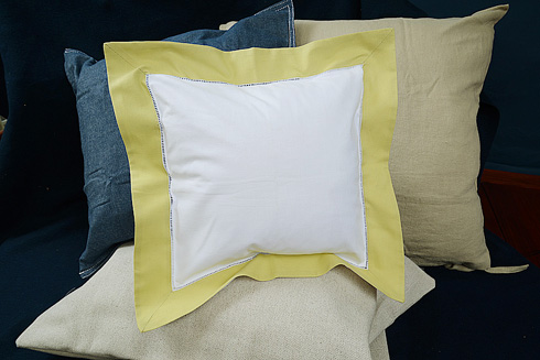 Hemstitch Square Pillow Sham 12x12" with Chardonnay border.