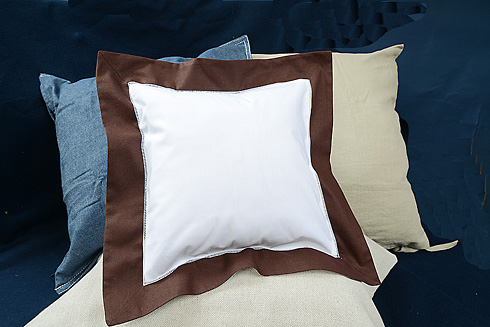 Hemstitch Square Pillow Sham 12x12" with Brown border.