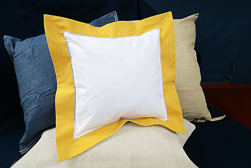 Hemstitch Square Pillow Sham 12x12" with Habanero Gold Border.