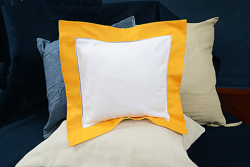 Hemstitch Square Pillow Sham 12x12" with Island Poppy border.