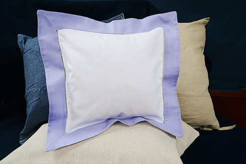 Hemstitch Square Pillow Sham 12x12" with Lavender border.