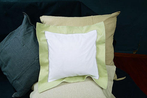 Hemstitch Square Pillow Sham 12x12" with Mellow Green border.