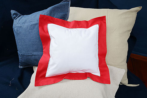Hemstitch Square Pillow Sham 12x12" with Red border.