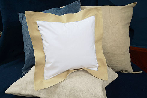 Hemstitch Square Pillow Sham 12x12" with Almond Milk border.