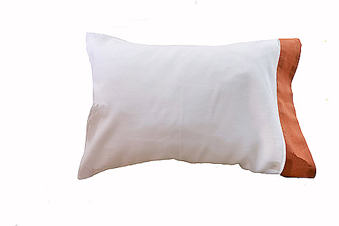 Hemstitch Baby Size Pillowcases for 12x16". Burnt Orange color border.