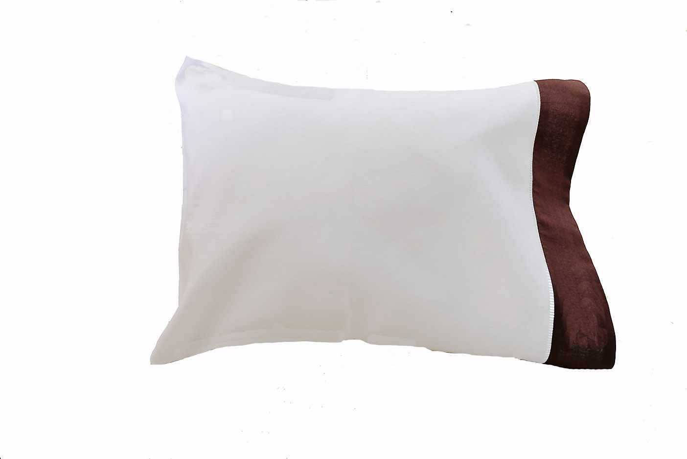 Hemstitch Baby Size Pillowcases for 12x16". Chocolate color border.