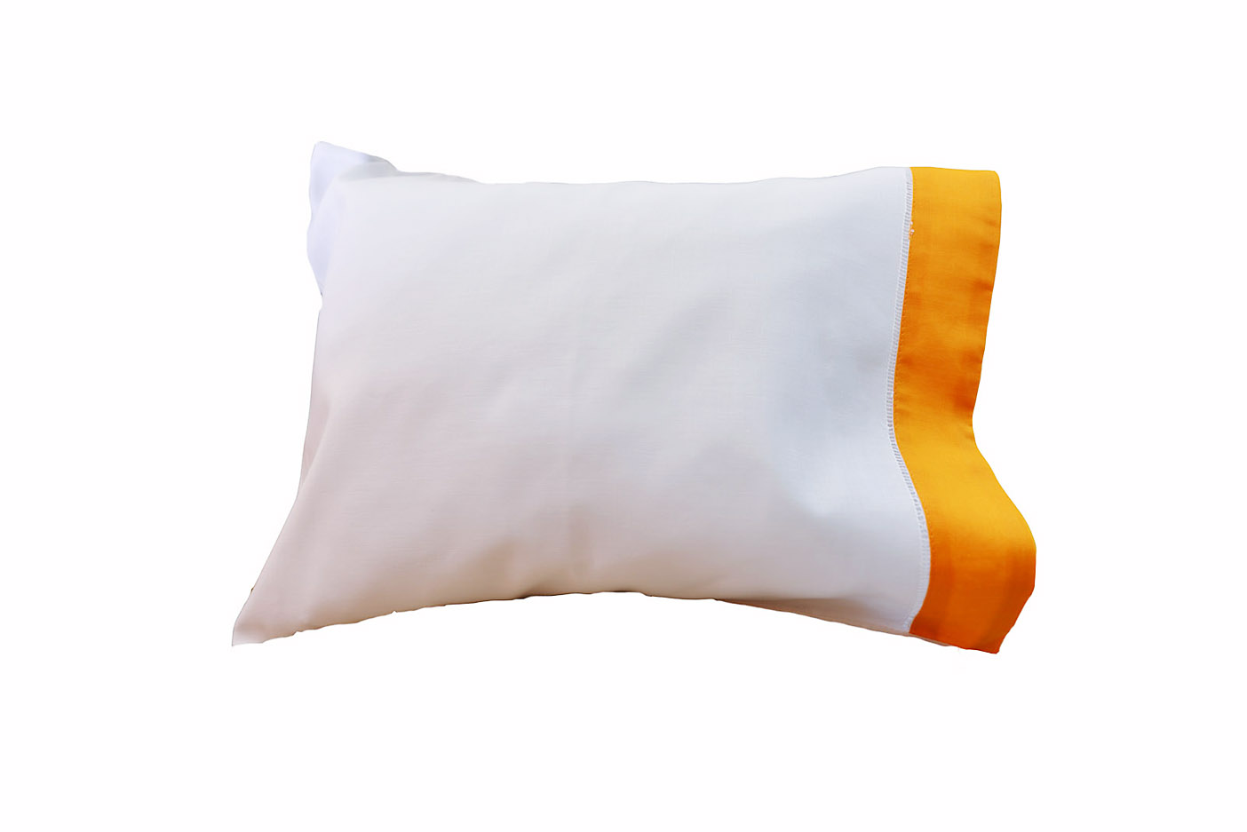 Hemstitch Baby Size Pillowcases for 12x16". Orange color border.