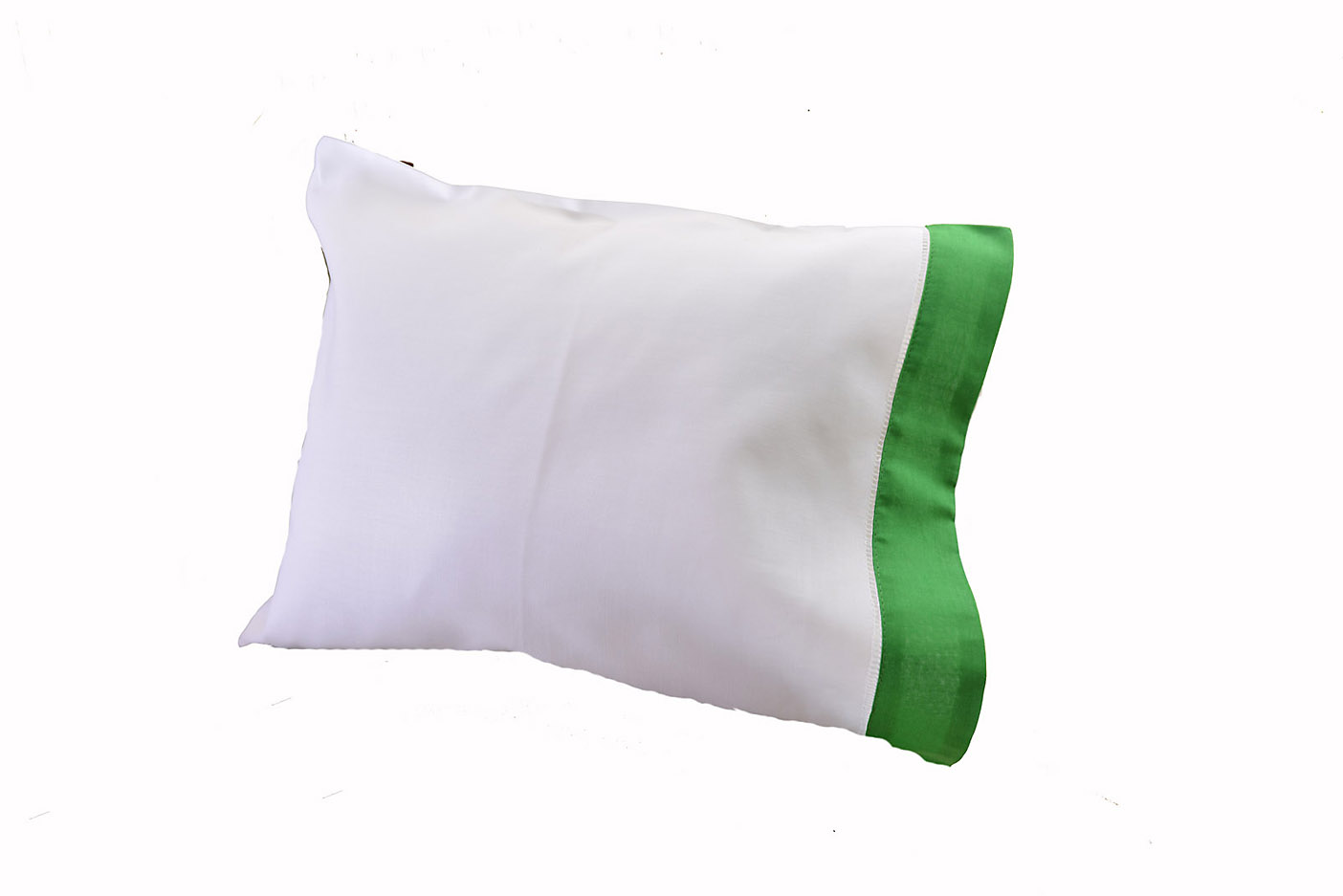 Hemstitch Baby Size Pillowcases for 12x16". Xmas Green color border.