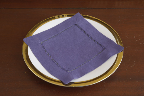 Hemstitch Cocktail Napkin, 6x6". Purple Color