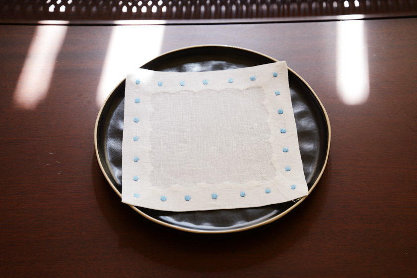 Cocktail Napkin, 6x6", aqua color polka dots