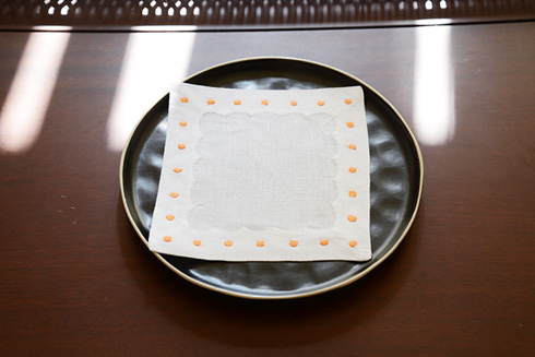 Cocktail Napkin, 6x6".Orange Popsicle Color Polka Dots