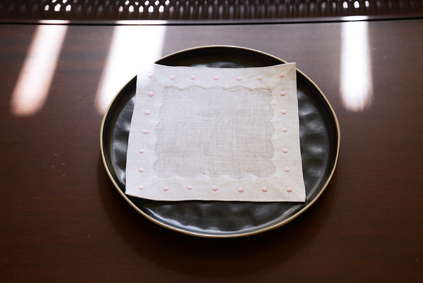 Cocktail Napkin, 6x6", Rose water pink color polka dots