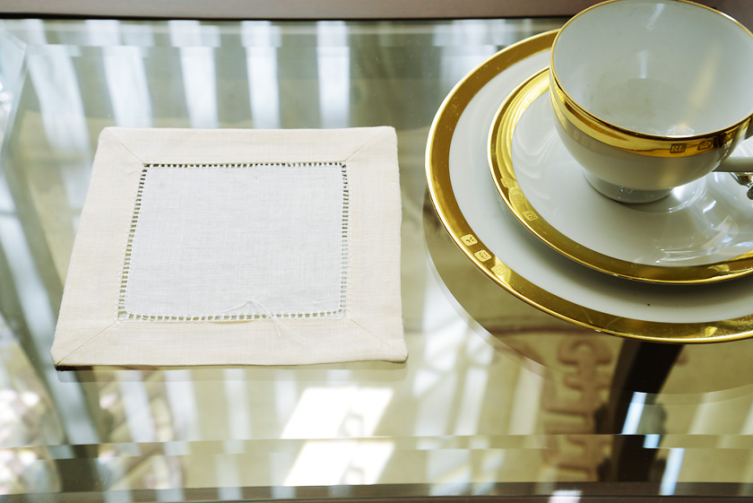 Cocktail Napkin, 6x6", with hot coconut milk color border
