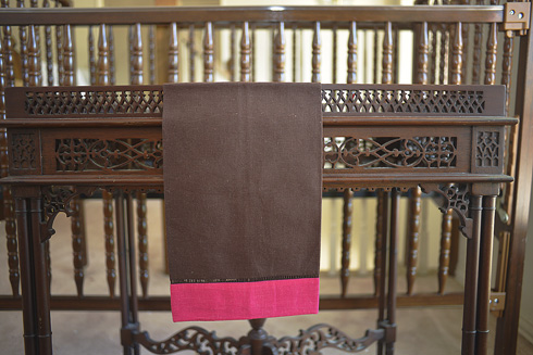 hemstitch guest towel, 14x22" Brown Hot Pink border