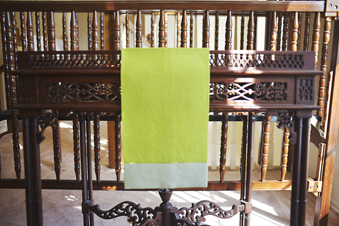 hemstitch guest towel, 14x22" Hot Green with Fog Green
