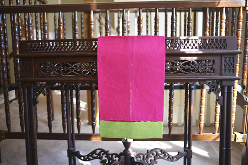 hemstitch guest towel, 14x22" Hot Pink with Hot Green border