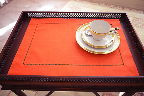 Hemstitch Placemats 14x20",Hot Orange color
