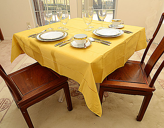 Hemstitch Tablecloth, 54"square. Honey Gold Color