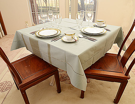 Hemstitch Tablecloth, 54"square. Slate Gray Color