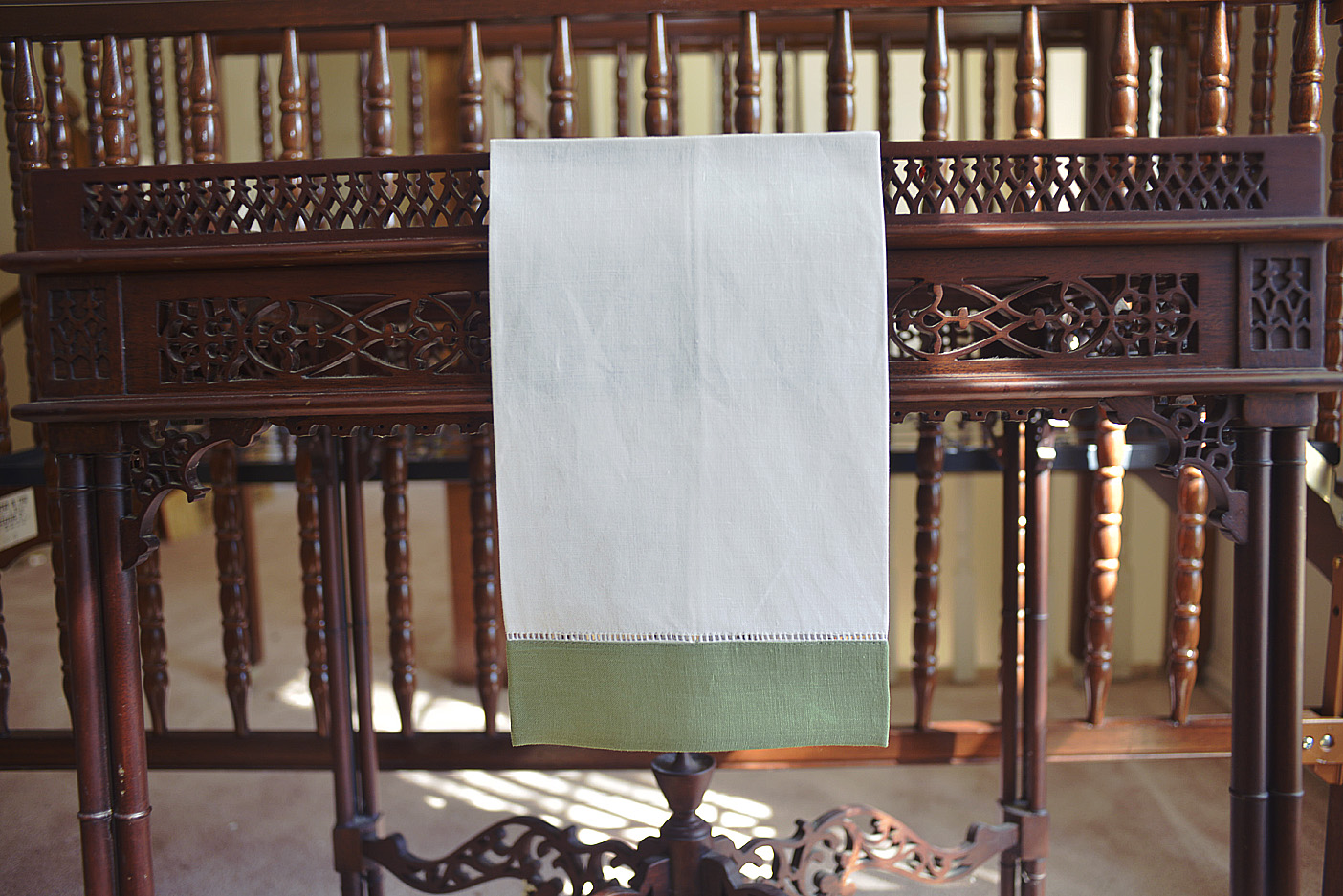 hemstitch guest towel, 14x22" with Tea Green