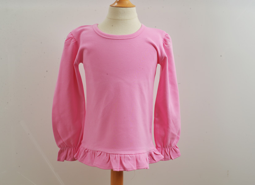 Blank Toddler Girl T Shirt & Ruffle Edges. Bubble Gum Pink