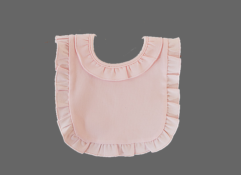 Blank Ruffle Baby Bib, Pink with Pink Ruffle. Premium Quality Knit Cotton